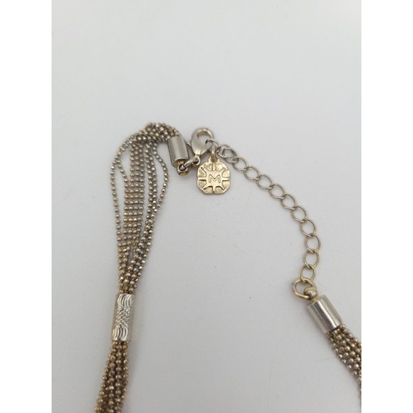 Vintage Signed Long Monet Multi Strand Necklace 8 Gold Tone Small Beaded Chains - Picture 3 of 6